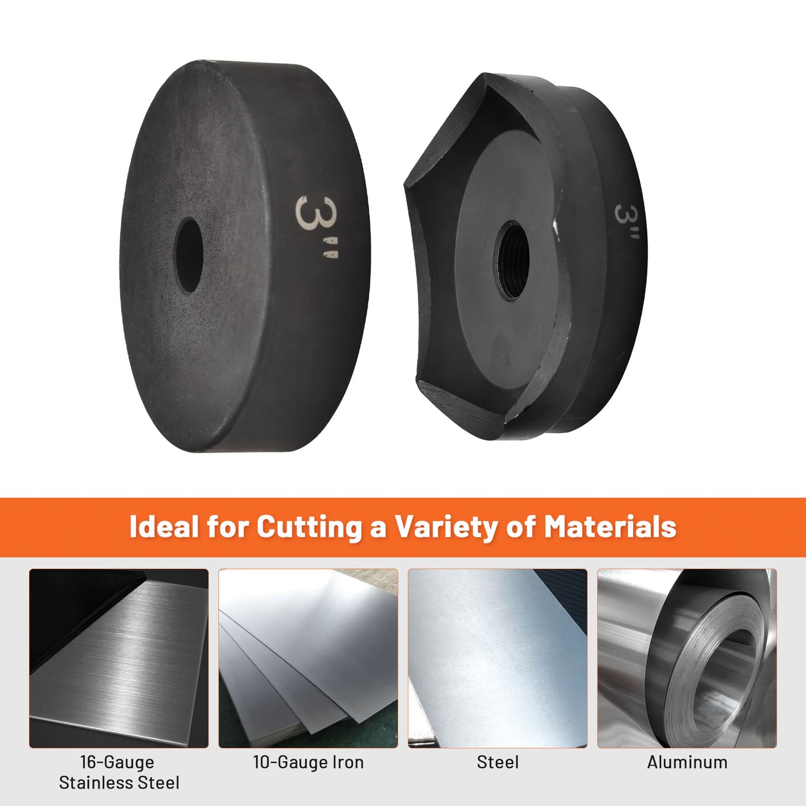 Yescom 3" Hydraulic Knockout Punch Die for Hole Punch Driver 3/4"-16UN Thread 6