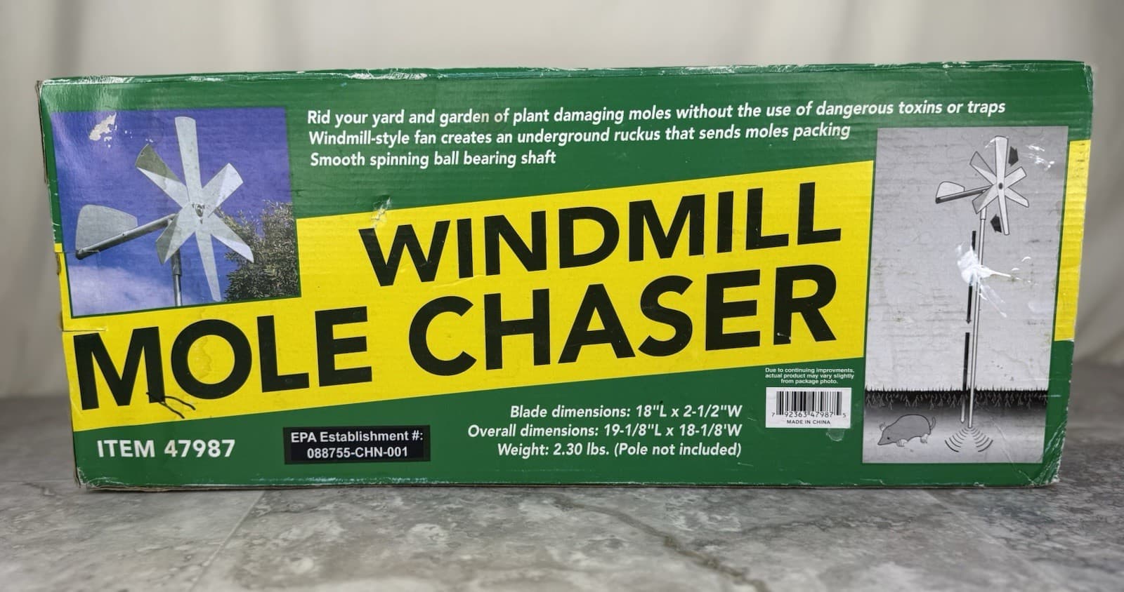 Windmill Mole Chaser Pest Repeller Yard Garden Humane Non Toxic Wind Powered NEW