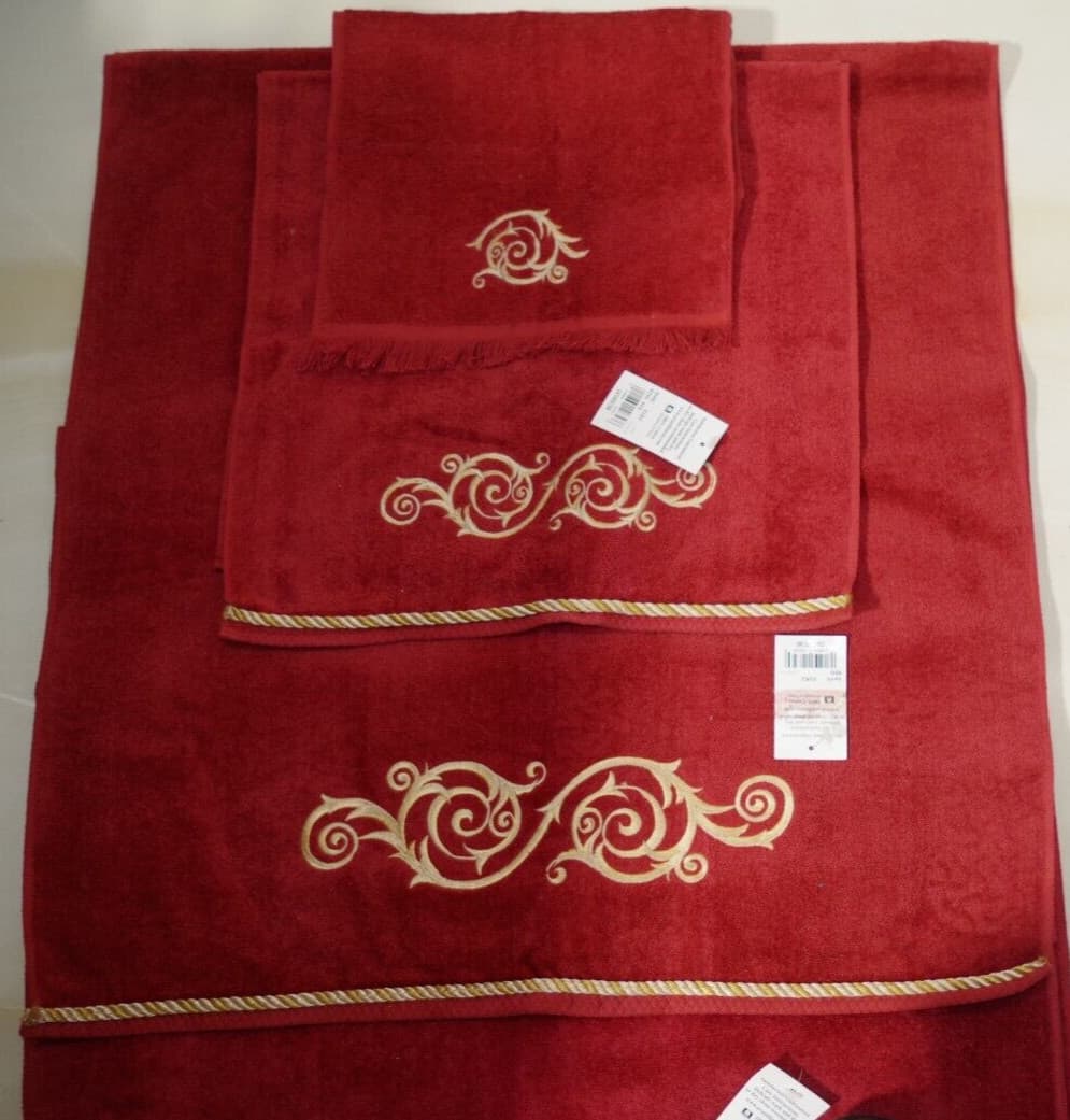 #200 - NWT Avanti Towel Set - 5 PC LOT - Catherine - Gold Embroidery & Rope 6