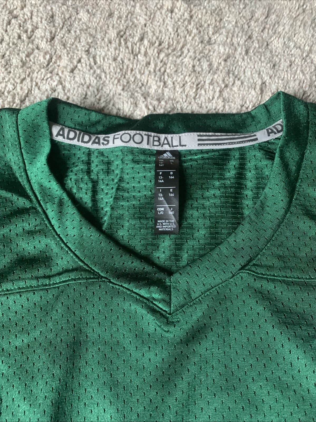 Adidas Football Practice Jersey Dark Green White Youth Kids Boys Size LARGE 4