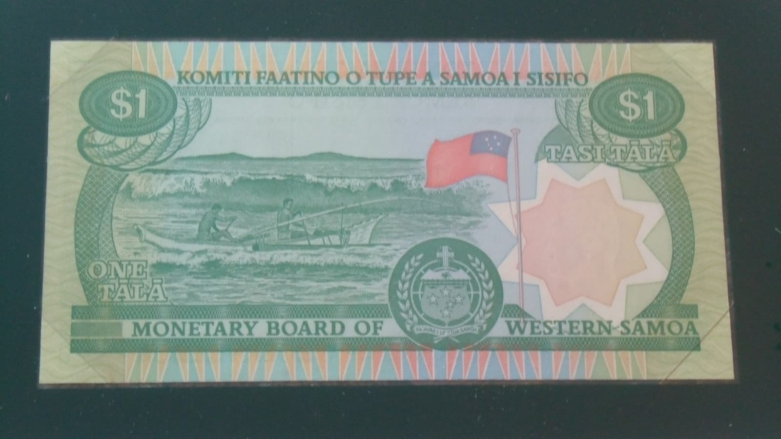 Banknotes of All Nations Western Samoa P-19 1 Tala 1980 UNC Low# A009844 2