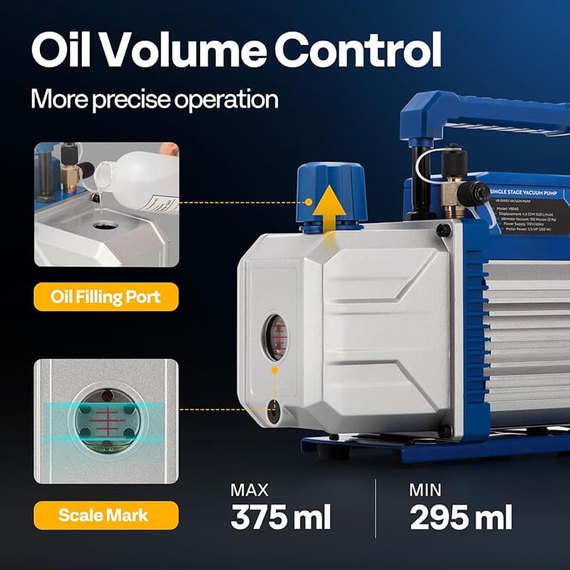 4.5CFM 1/3HP Air Vacuum Pump AC Manifold Gauge Set R32 R1234yf R134a R22 R410a 4