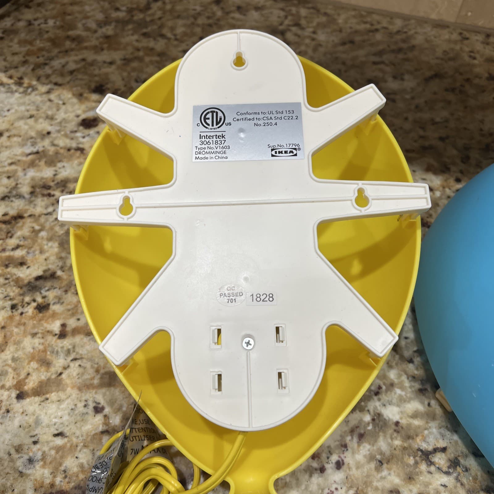 LOT OF 3 IKEA DROMMINGE BALLOON WALL LIGHTS LAMPS 2 YELLOW 1 BLUE TESTED FREE SH 5