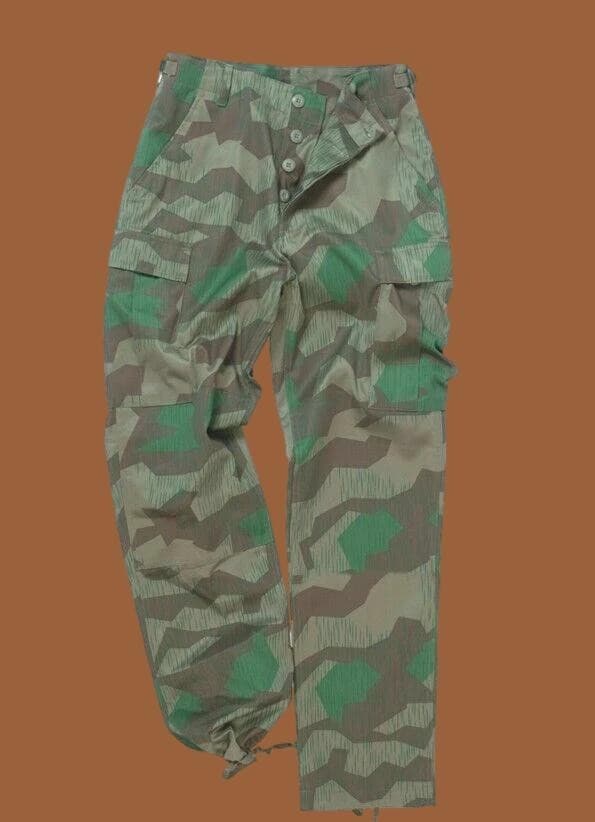GERMAN SPLINTER CAMOUFLAGE PANTS MILITARY BDU CARGO 6 POCKET FATIGUE TROUSERS
