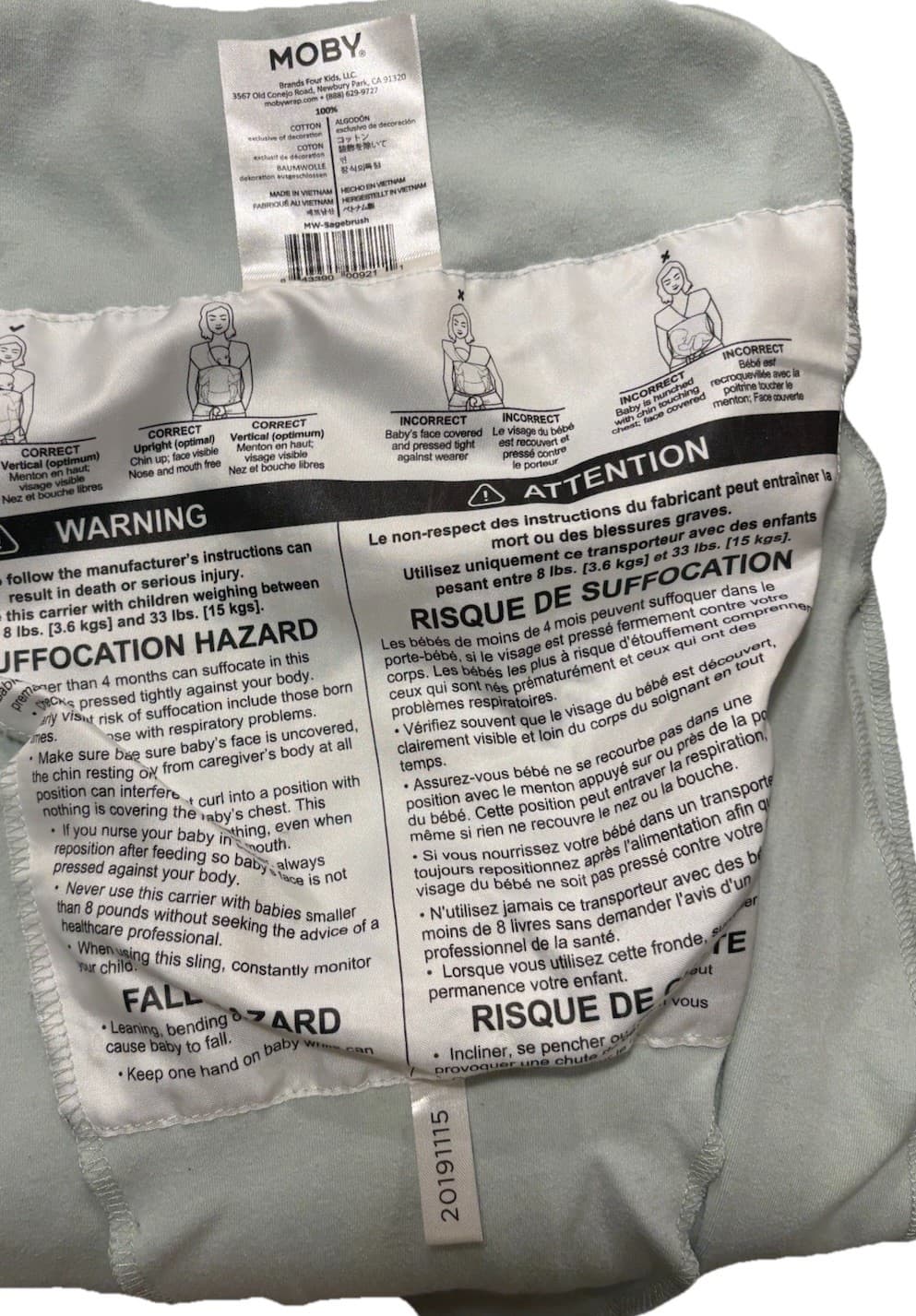 Moby Classic Baby Wrap (Pear Green) 8-33 Lbs Baby Sling Holder 4