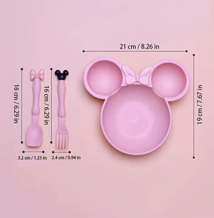 Mickey and Minnie Mouse Pink bowl set with Spoon and Fork Toddlers and Infants 4