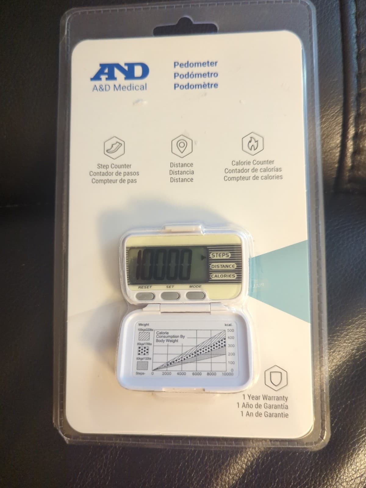 LifeSource XL-15 Digital Pedometer Step Distance Calorie Counter Clock