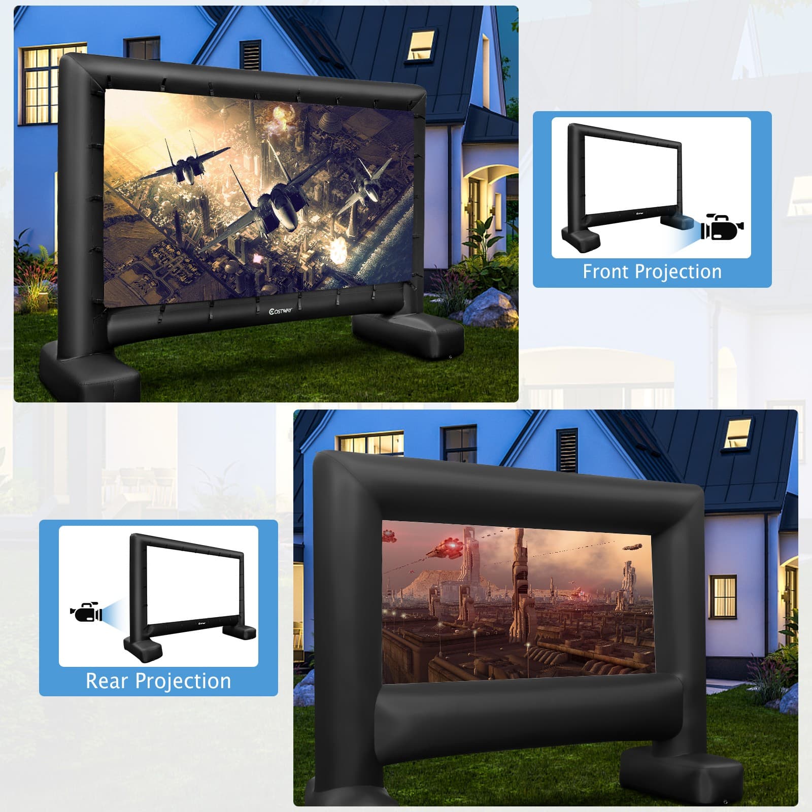 15 Ft Inflatable Movie Screen Outdoor Projector Screen w/ Air Blower Carry Bag 5