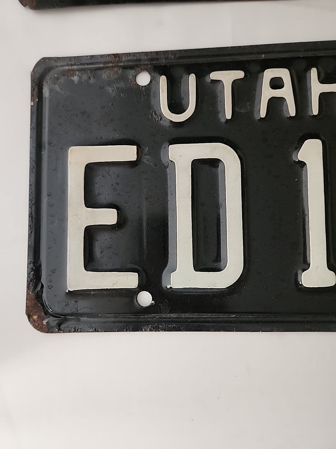 1966 Vintage Black Utah Auto License Plate Set Alpha Numeric 4