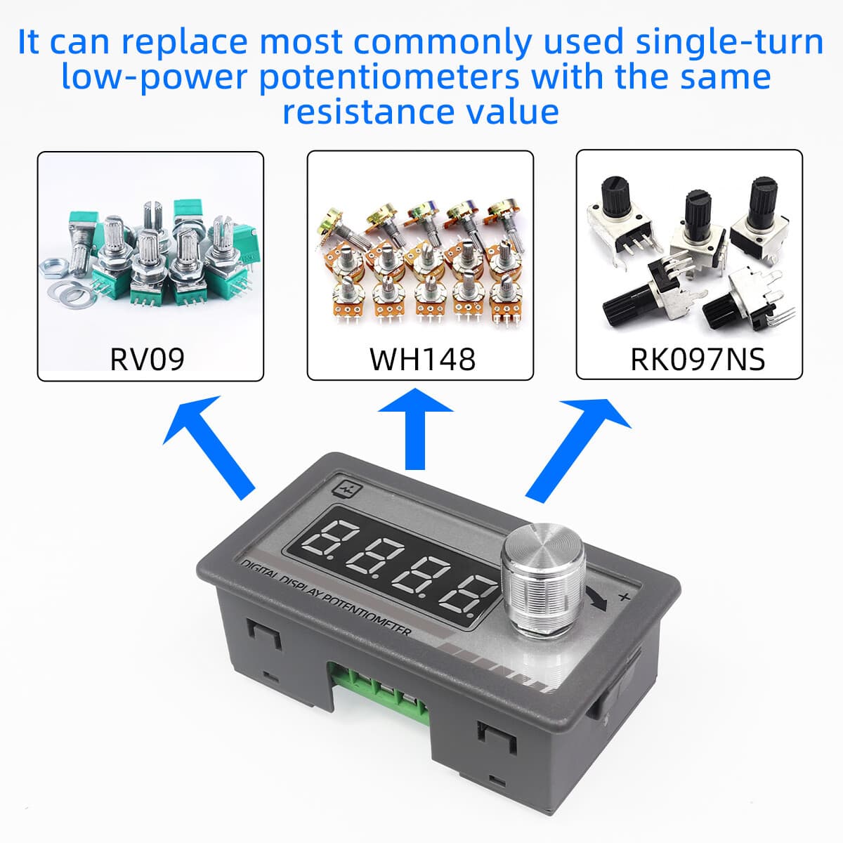 5K 10K 20K 100K Ohm Digital Display Potentiometer  Variable Resistor DC 6-30V 3