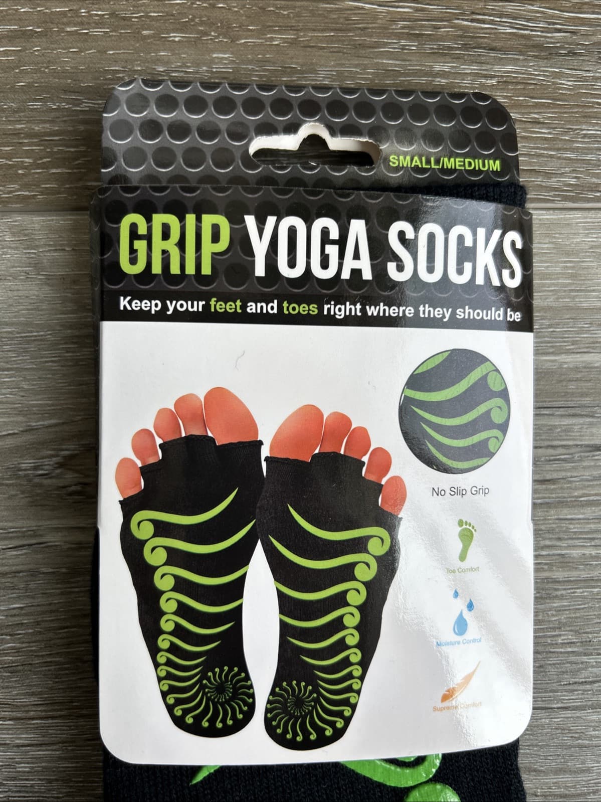 Toeless Yoga Socks Small/Medium Grey Black Women 5-10 Men 4-9 3