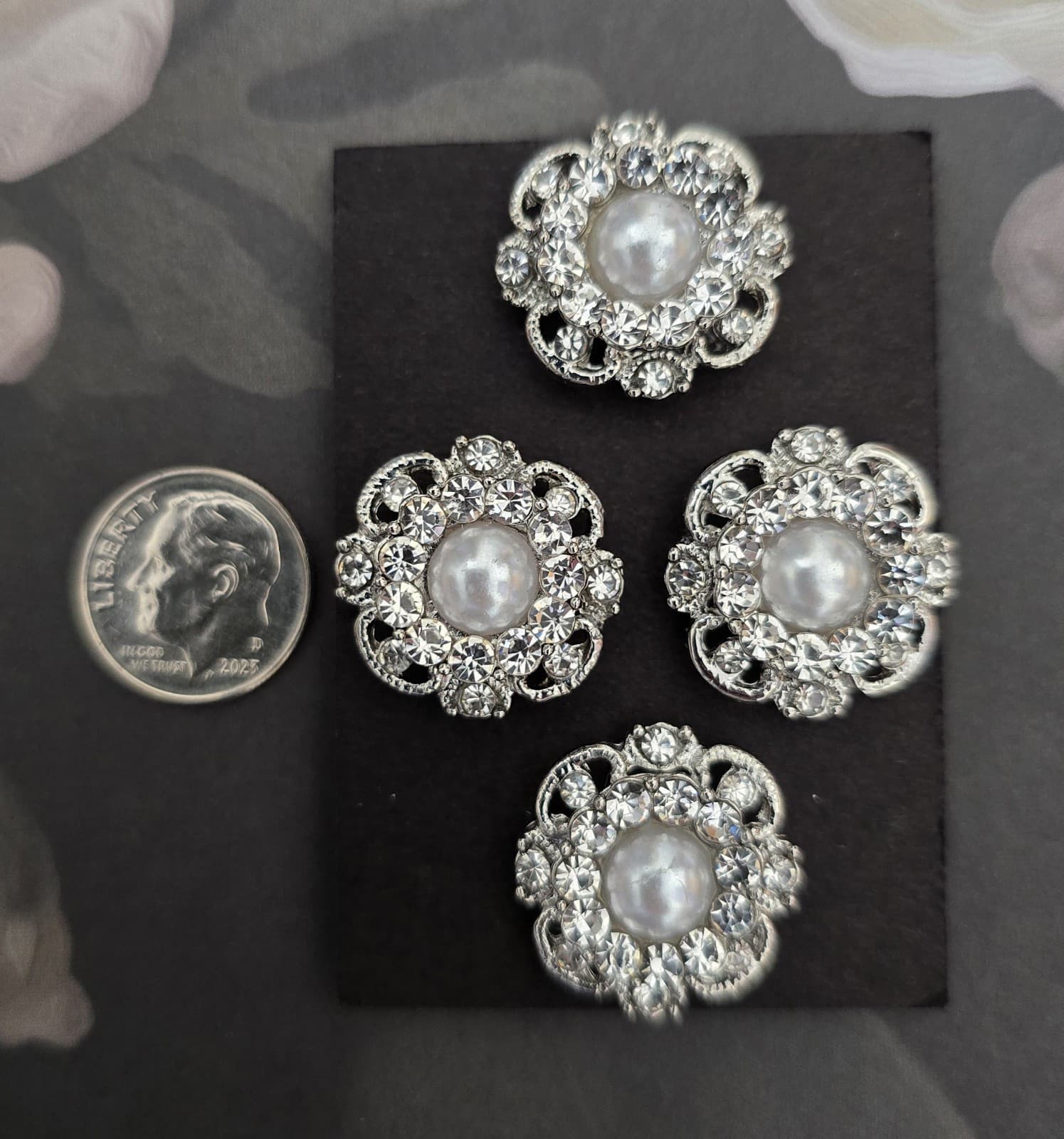 4 Pearly Silver Magnetic Pins. Horse Show magnets. Clothing magnetic dress Pins. 4