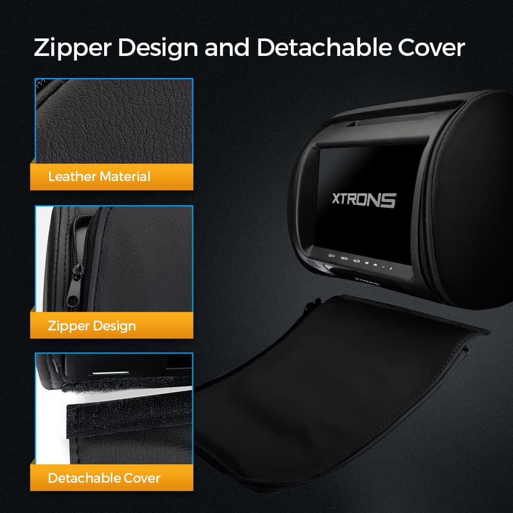 1 Pair 9" HD Car Pillow Headrest Monitor DVD Player HDMI USB SD FM IR+Headphones 4