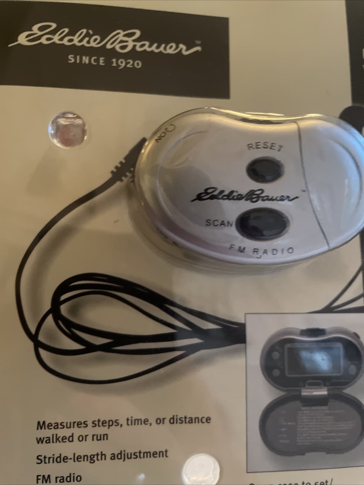 Eddie Bauer Pedometer with FM Radio and Earphones EB9111CP NOS New Sealed  3