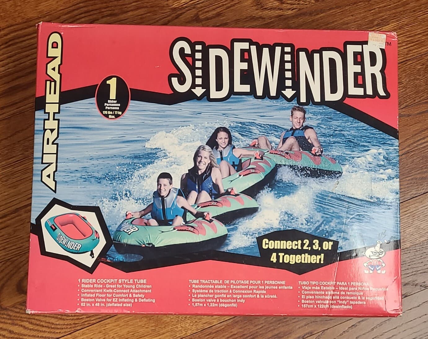 Airhead Sidewinder 1 RIDER Inflatable Towable Tube Float Kwik Connect 2