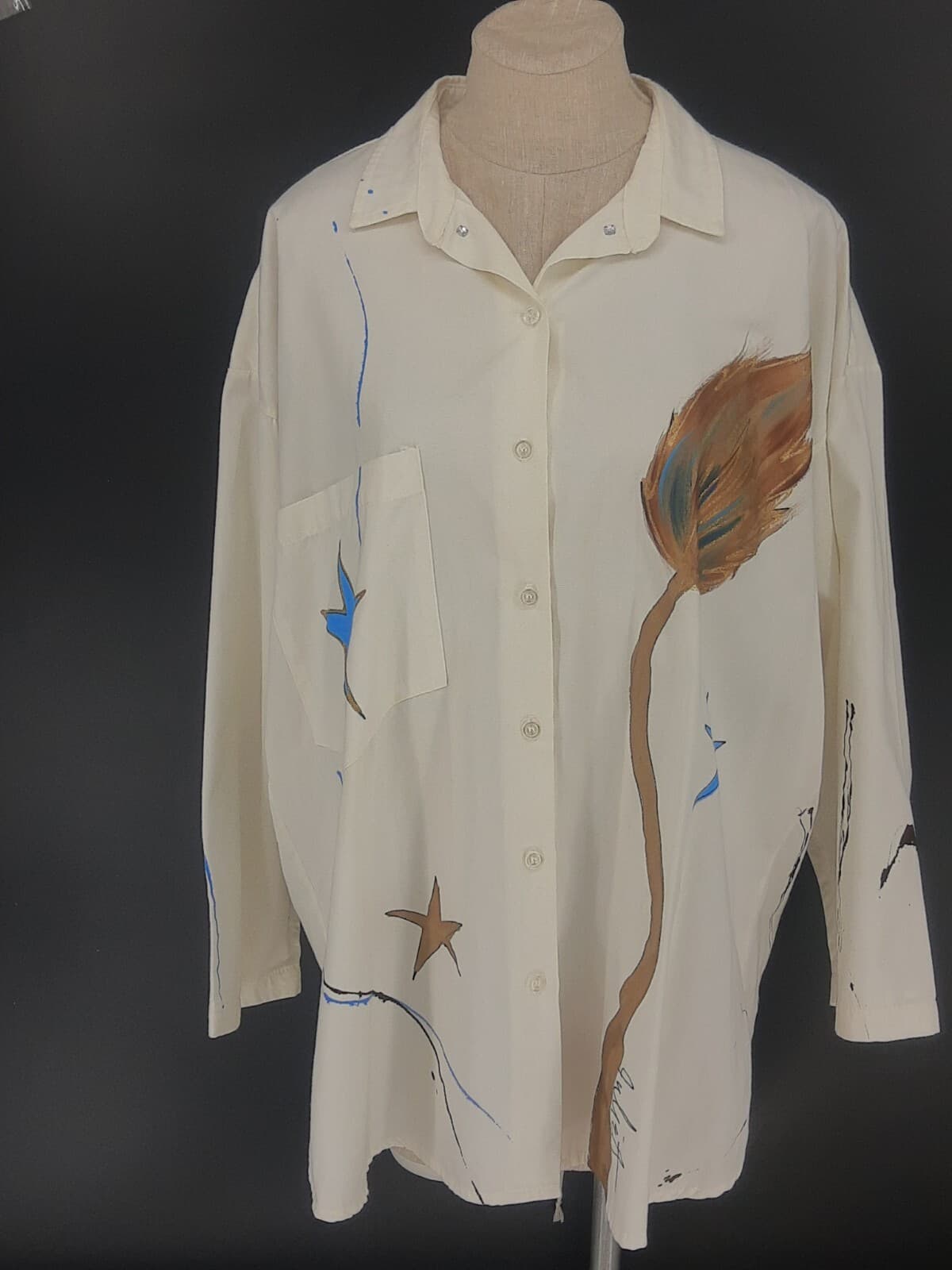 VTG Hand Painted Lion Shirt Julie A  California 80's 90's Artsy Streetwear 2