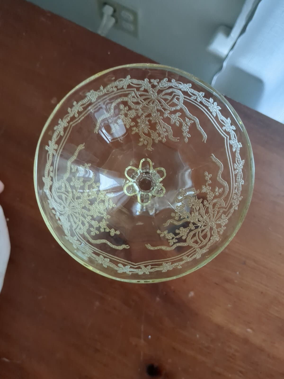 Vintage Fostoria June Topaz Yellow Champagne Glass Or Tall  Sherbet Dish 6" Tall 3