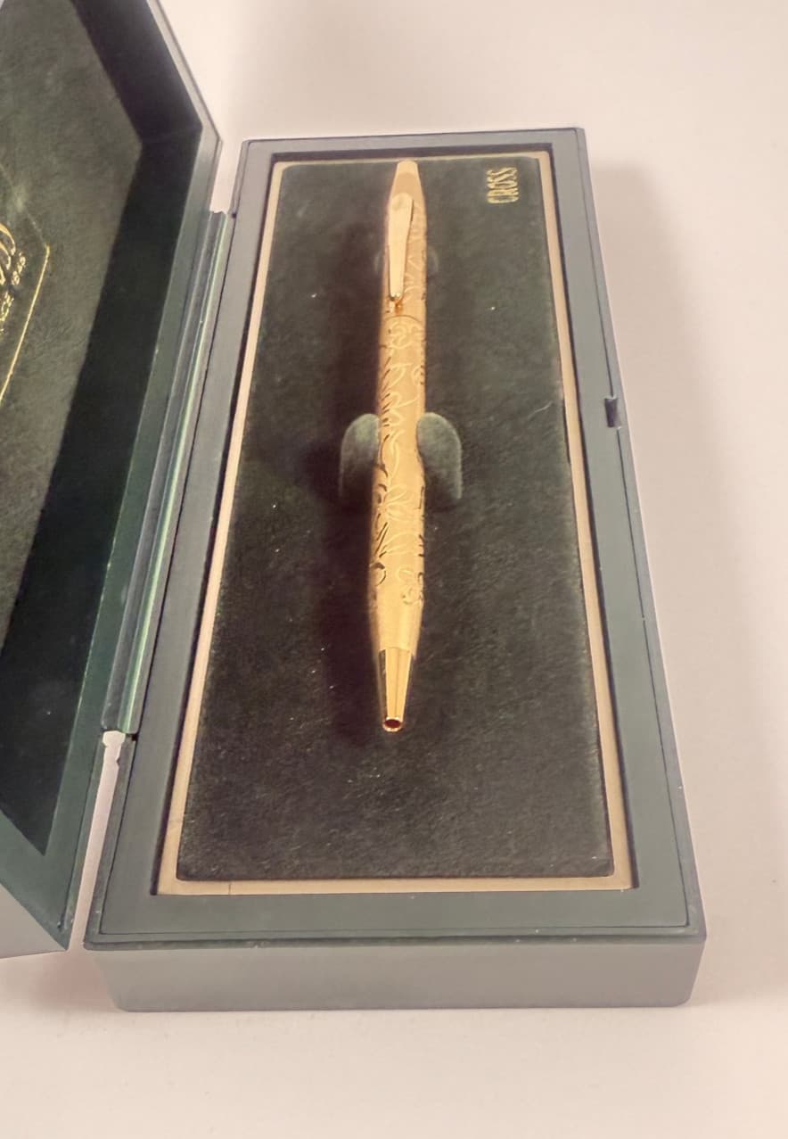 JWL #402-5 CROSS 22K ELECTROPLATED GOLD JEWELERS "SPRING" BALLPOINT PEN USA MADE 4