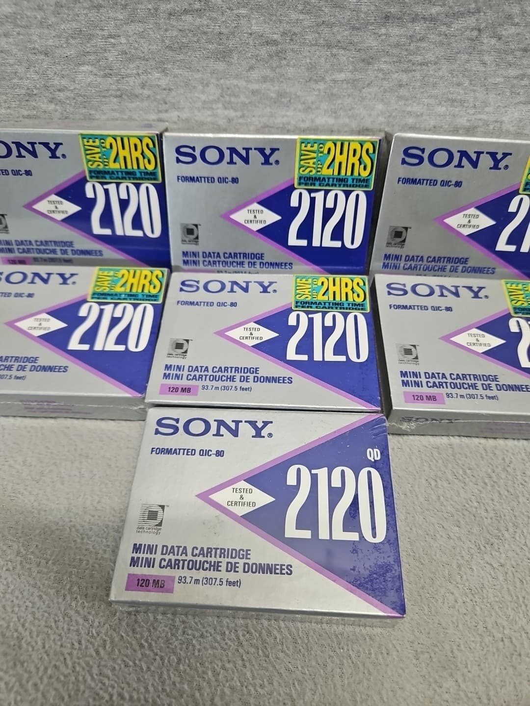 Lot Of 7 Sony 2120 Mini Data Cartridge Blank Media New (4s6) 3