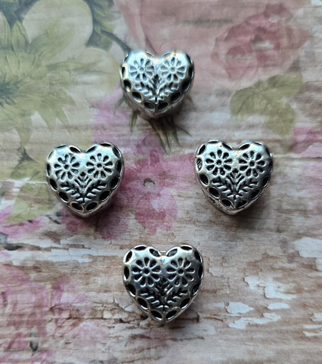 4 piece Silver Heart,Flower Magnet Pins, horse show pins, Western, Halter 2