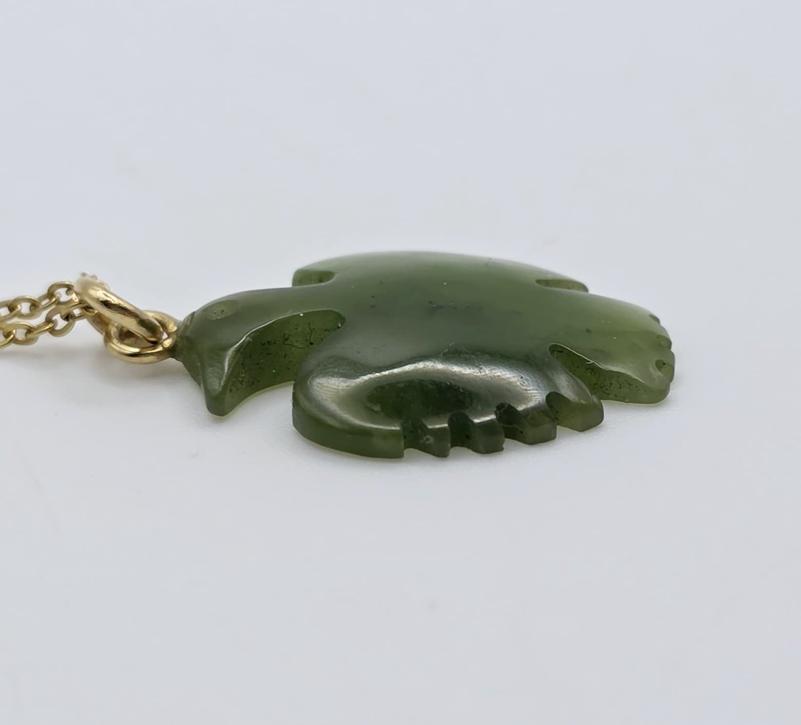 Vintage Carved Jade Bird Eagle Phoenix Pendant Choker Necklace Thunderbird  4