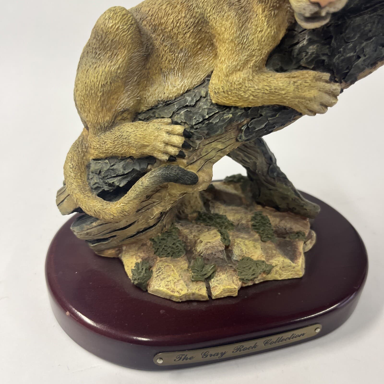 Amy and Addy The Gray Rock Collection Rare Sculpture Mountain Lion On Log 5