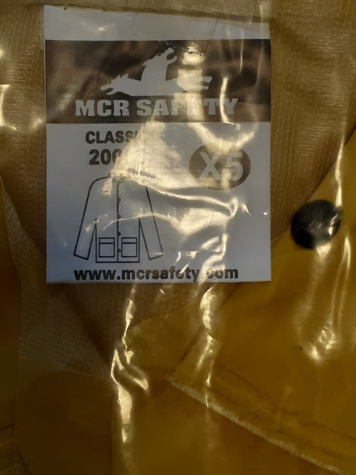 MCR Safety Yellow 3 Piece Rainsuit Size 5XL 2003 Jacket, Hood, Bib Pants NEW! 2