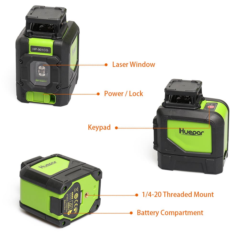 Huepar rotary laser level green Cross Line Laser Self Leveling Horizon Vertical 3