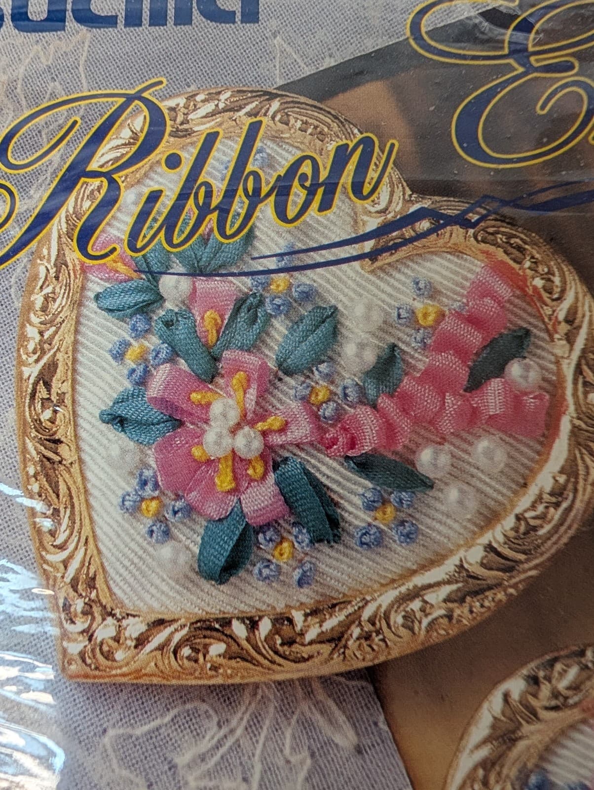 Bucilla Floral Magic Ribbon Embroidery Heart Pins 40999  Project Kit 1994 4