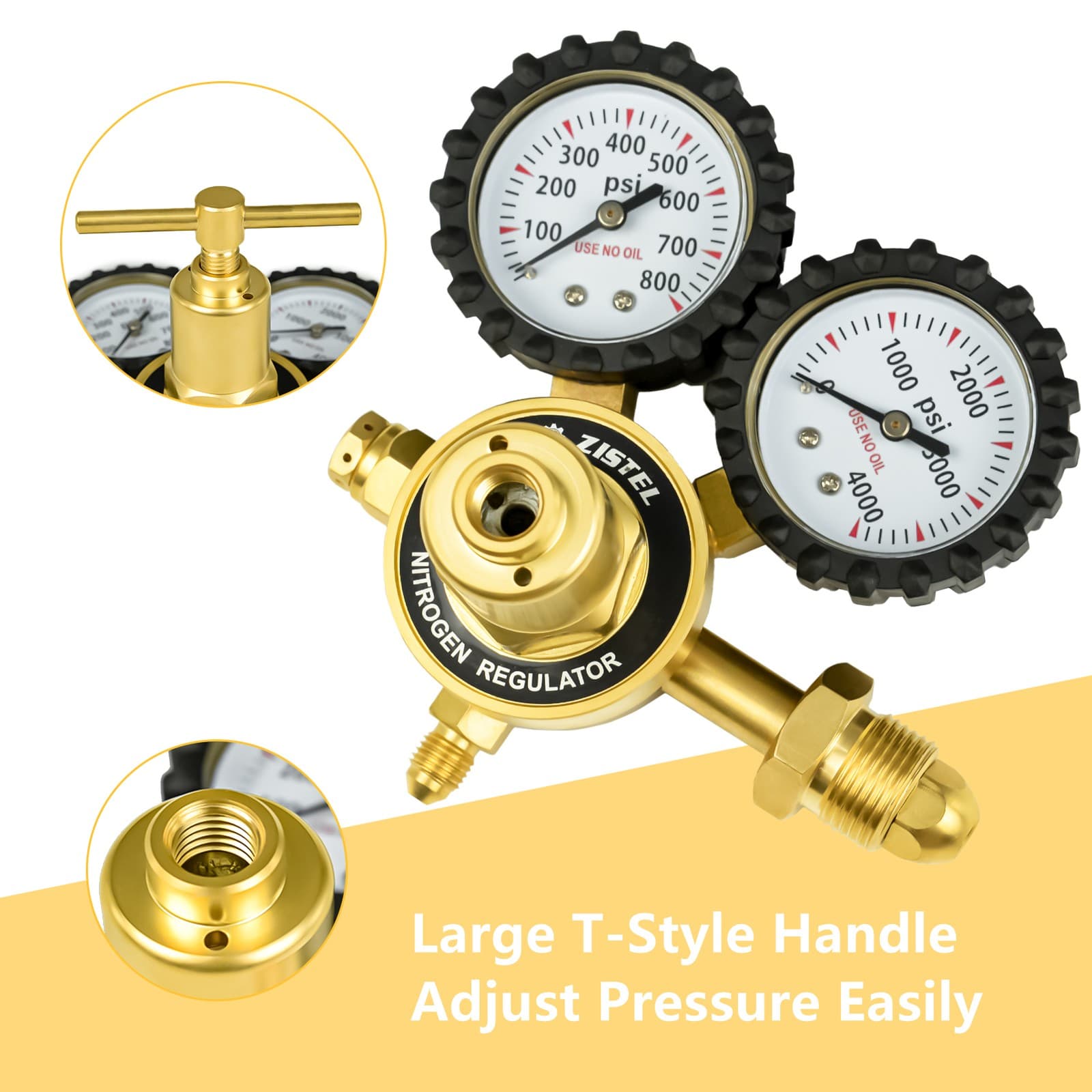 New Nitrogen Gas Regulator 0-800 PSIG HVAC Purging Pressure Charge with 2M Hose 5