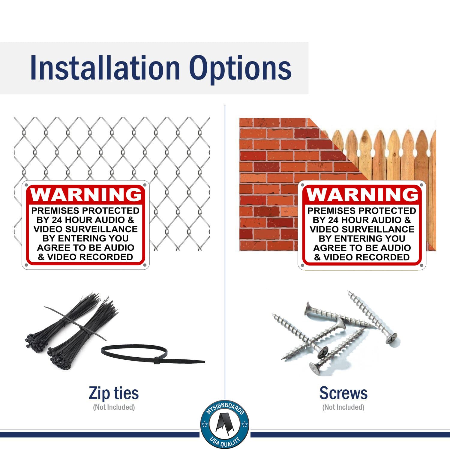 Warning Premises under 24 Hr Audio Video Surveillance home security cctv Signs  4