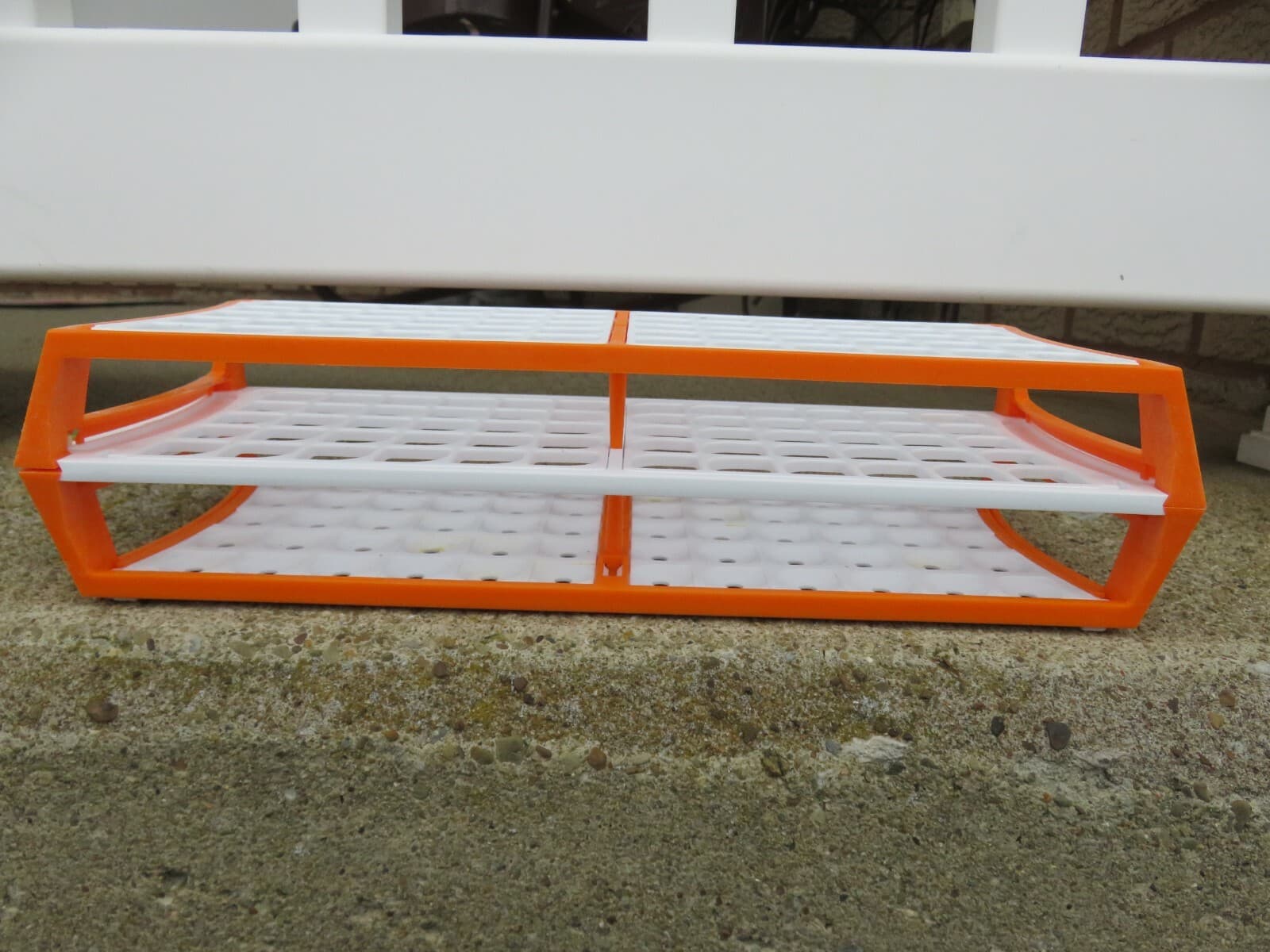 LOT of TEN (10) ORANGE & WHITE TEST TUBE RACKS (Plastic, Each Holds 60 Tubes) 3