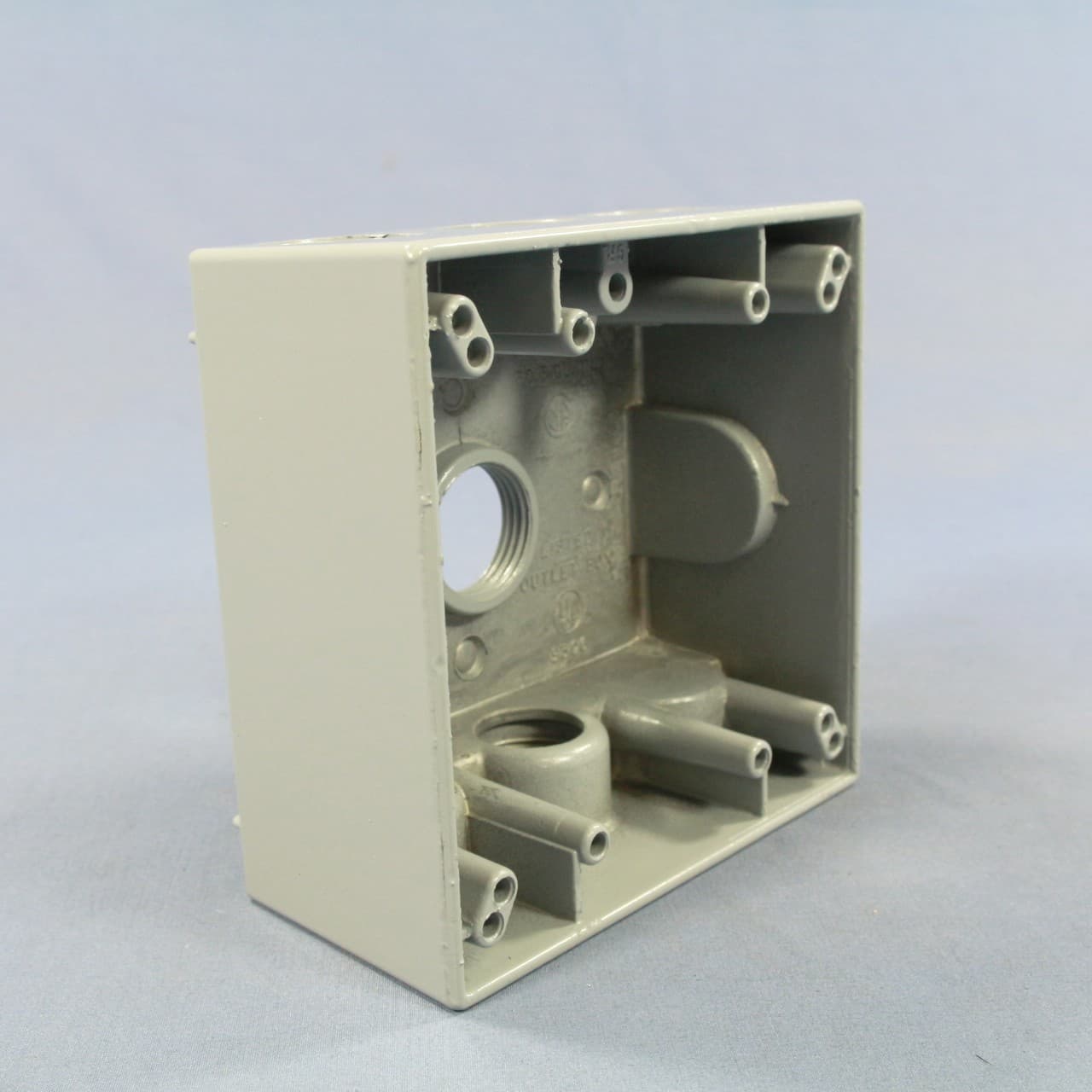 PS Gray Die-Cast Aluminum Weatherproof 2-Gang Outlet Box 3-Hole 3/4" WPB332 4
