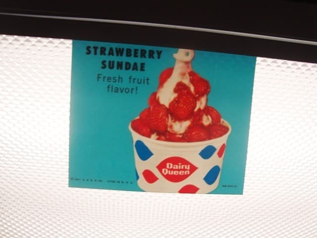 Circa 1961 Dairy Queen, DQ Lighted Sign Insert, STRAWBERRY SUNDAE, Blue Version 2