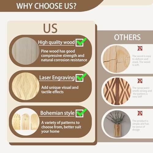 2 Pack Boho Wood Wall Planter with Faux Eucalyptus Plants | Modern Brown-c 6