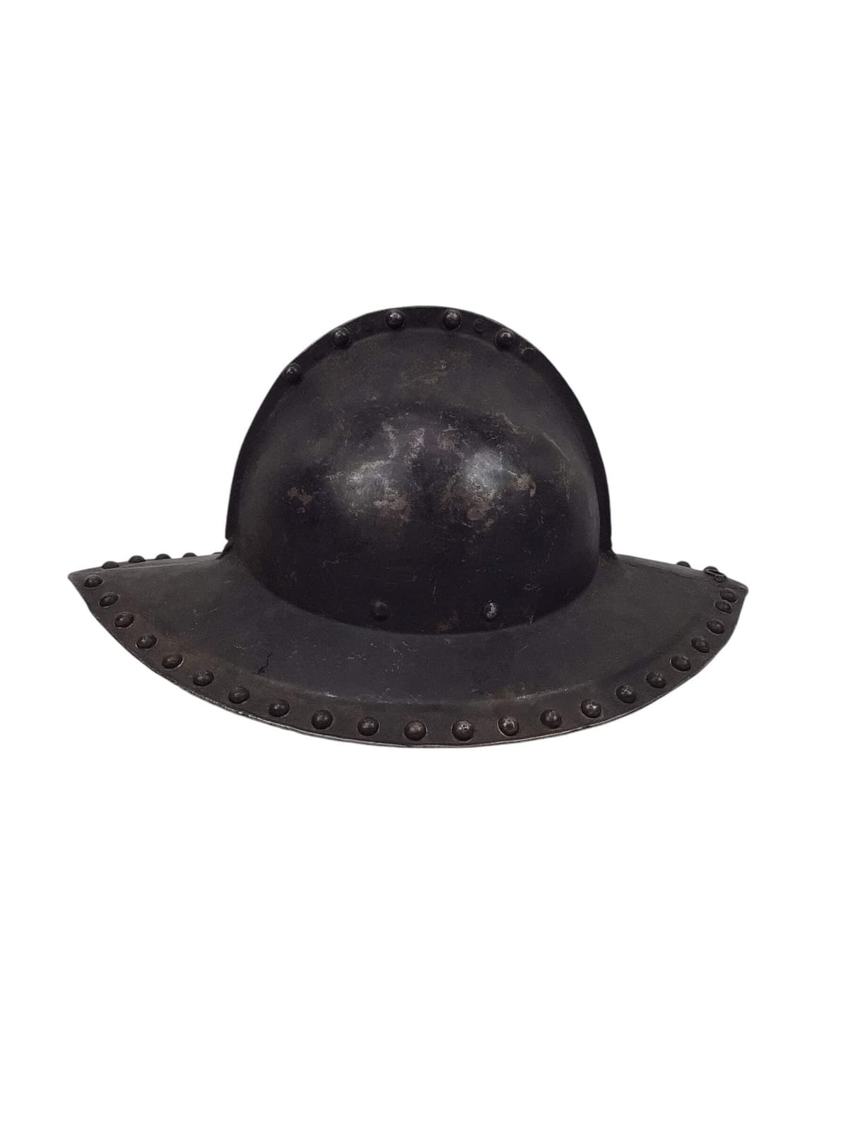 17th-Century English Civil War Pikeman's Helmet with Original Black Paint 4
