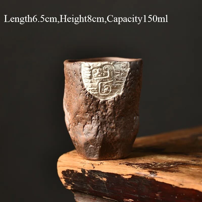150ML Vintage Rough Pottery Totem Master Cup Handmade Tea Cup Kung Fu Tea Set  2
