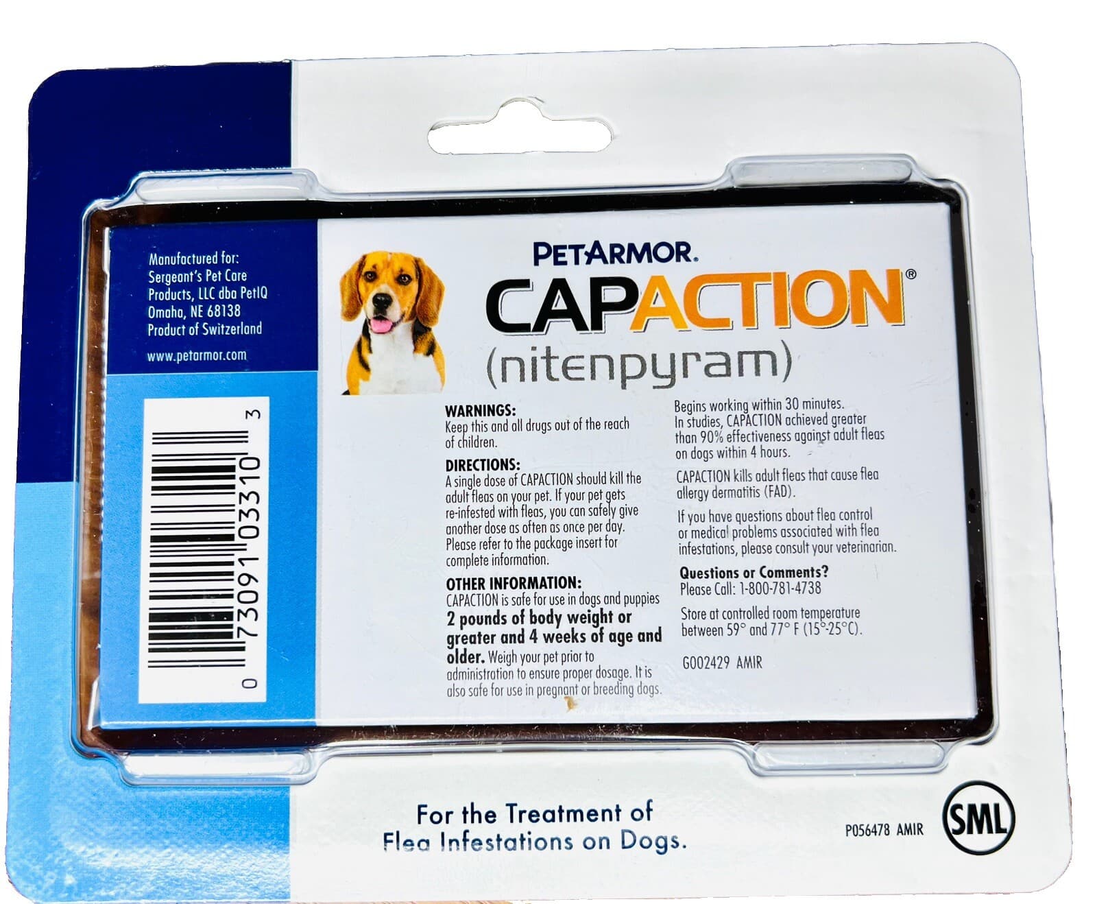 PET ARMOR CAPACTION, ORAL  TREATMENT DOGS OVER 2-25 lbs. 6 DOSES EXP 27 New 2