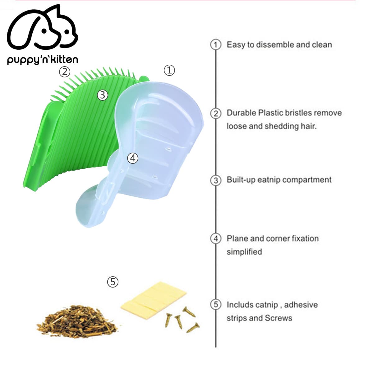 Cat Pet Self Groomer Brush Wall Corner Grooming Massage Comb Toy & Catnip 6