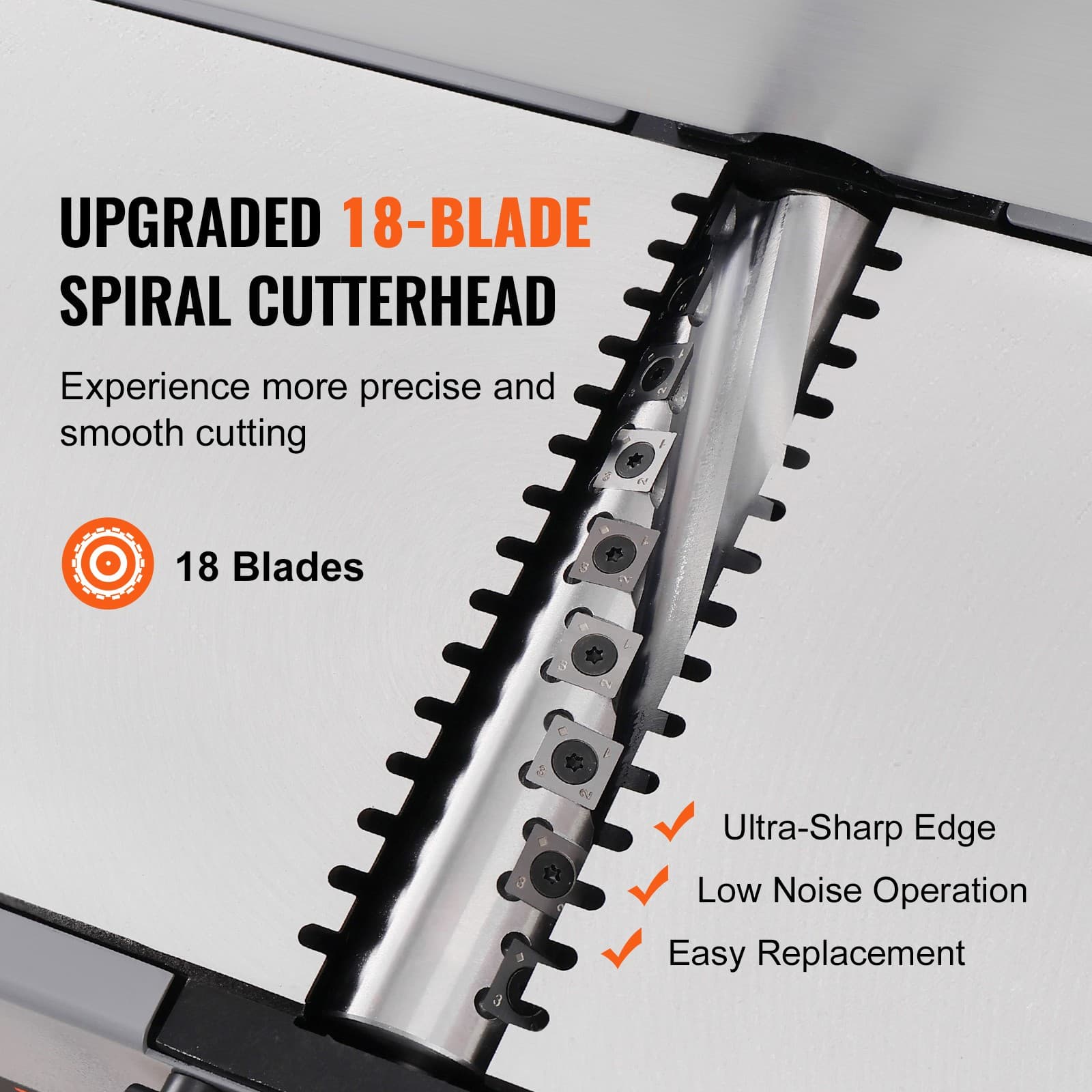 Spiral Benchtop Jointer Wood Jointer 8'' 2HP 10000 RPM 18-Blade Extendable 2