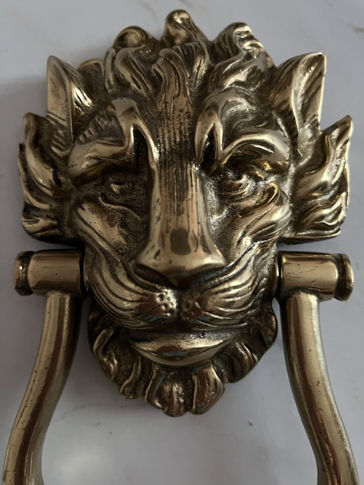 LARGE 9" ANTIQUE c.1925 LION HEAD ARCHITECTURAL SALVAGE DOORKNOCKER 3