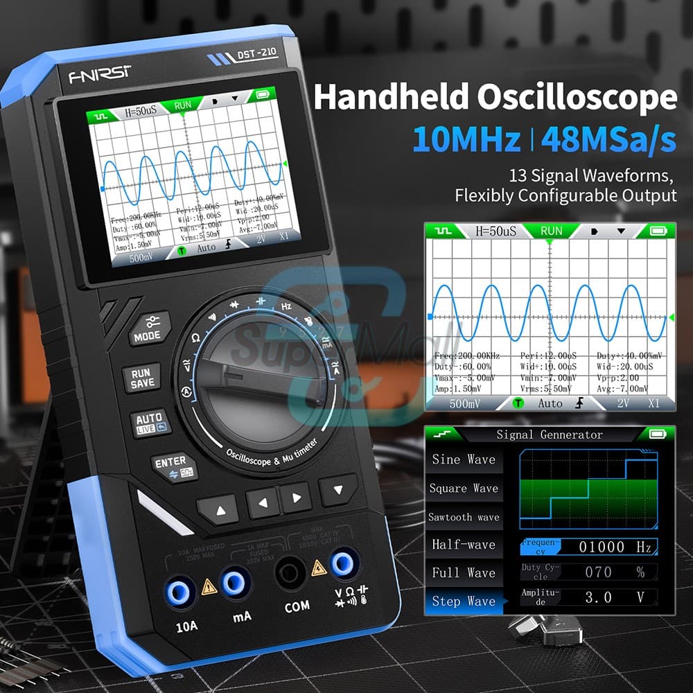 FNIRSI 2C23T 2C53T Digital Oscilloscope Multimeter Function Signal Generator 6