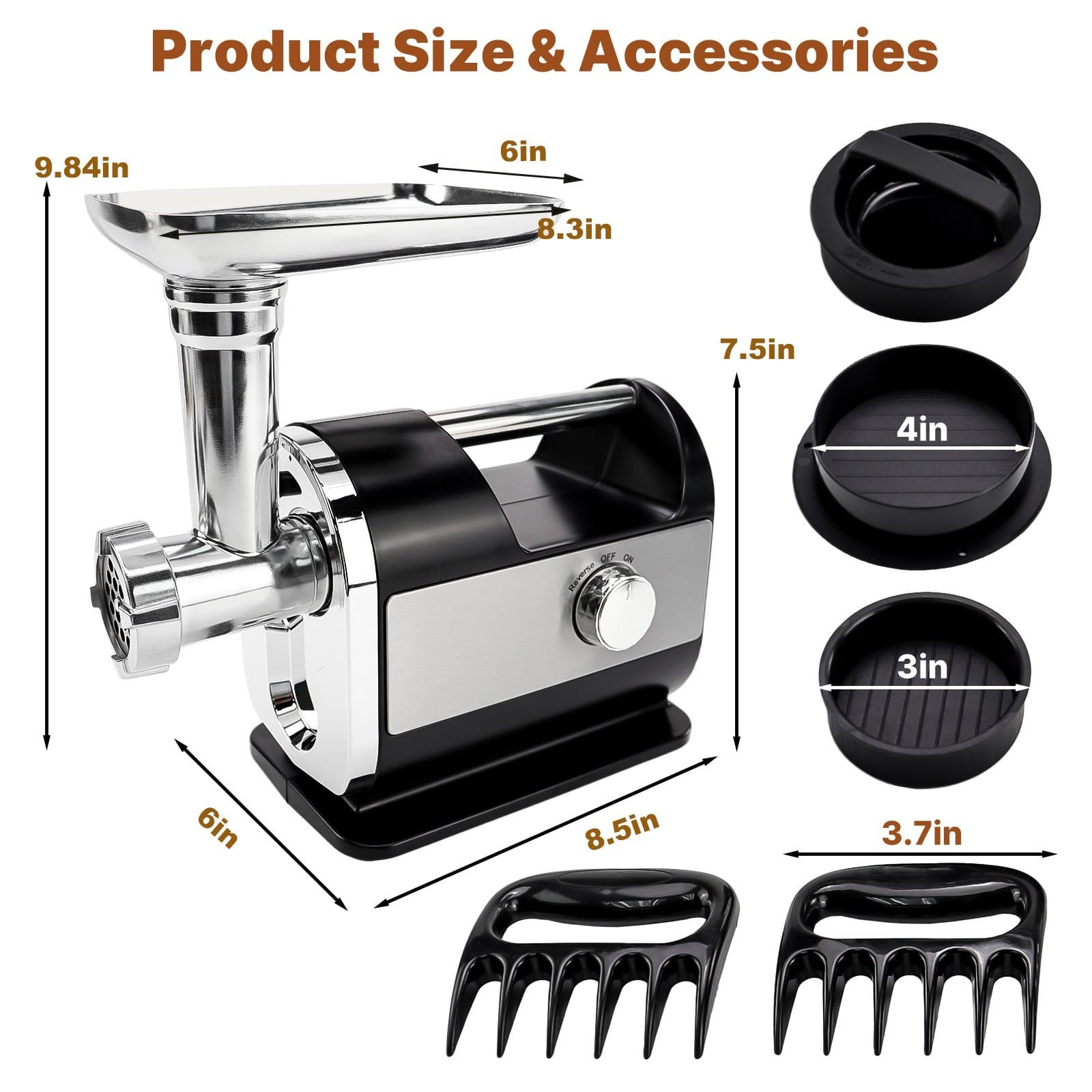 3200W Electric Meat Grinder Heavy Duty Commercial Sausage Maker Mincer Stuffer 4