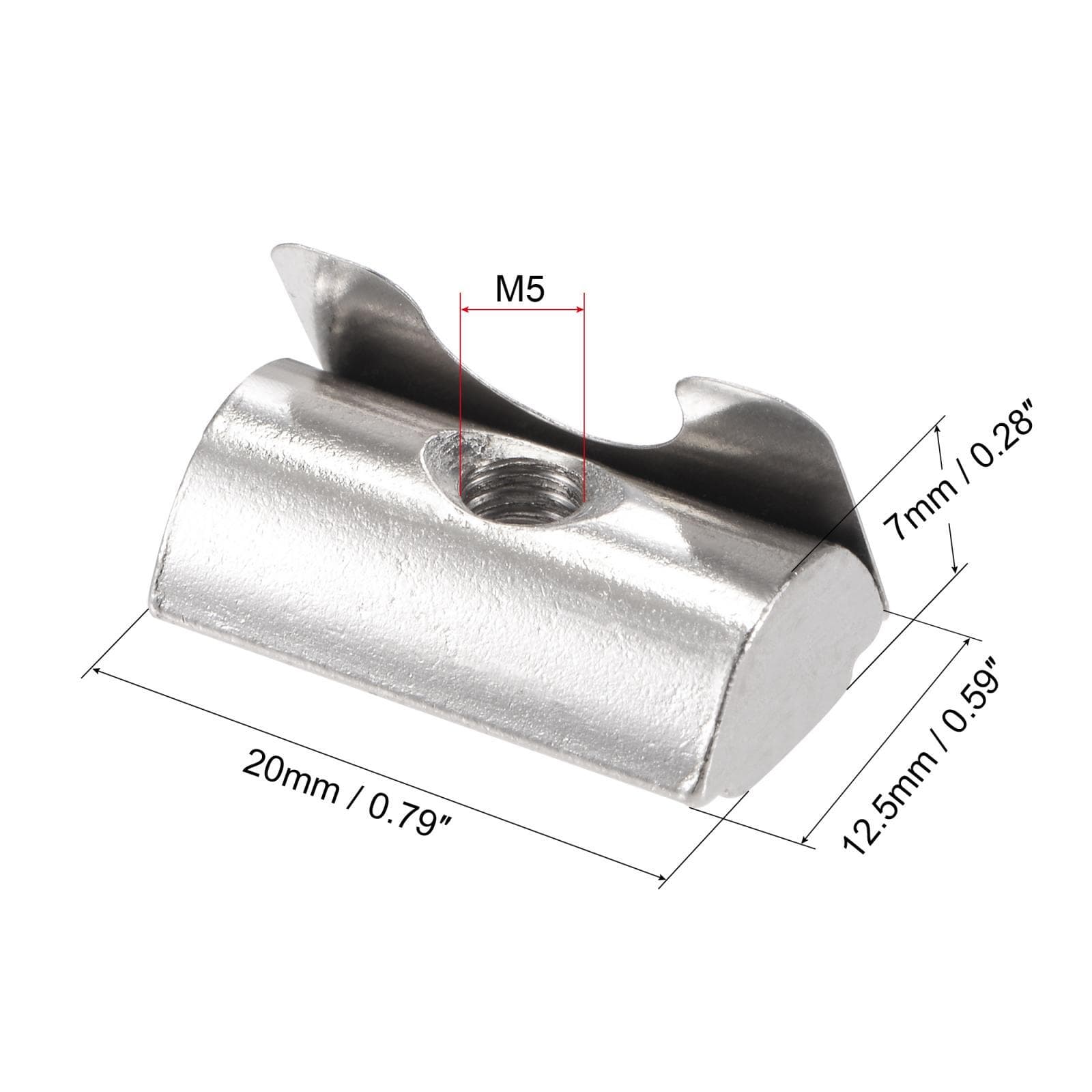 M5 Roll in Spring T Nut with Spring Sheet for 3030/4040 Series 8mm Slot 25Pcs 3