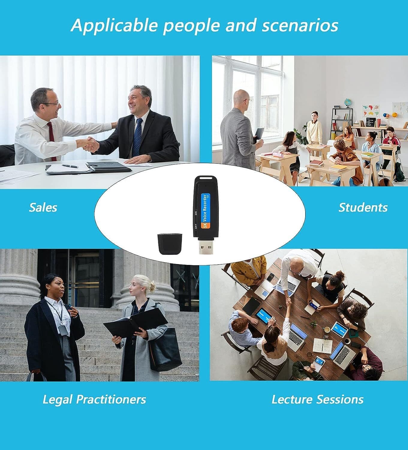 Voice Recorder 32G Digital Audio Device Activated U-Disk Sound Tape Dictaphone 3