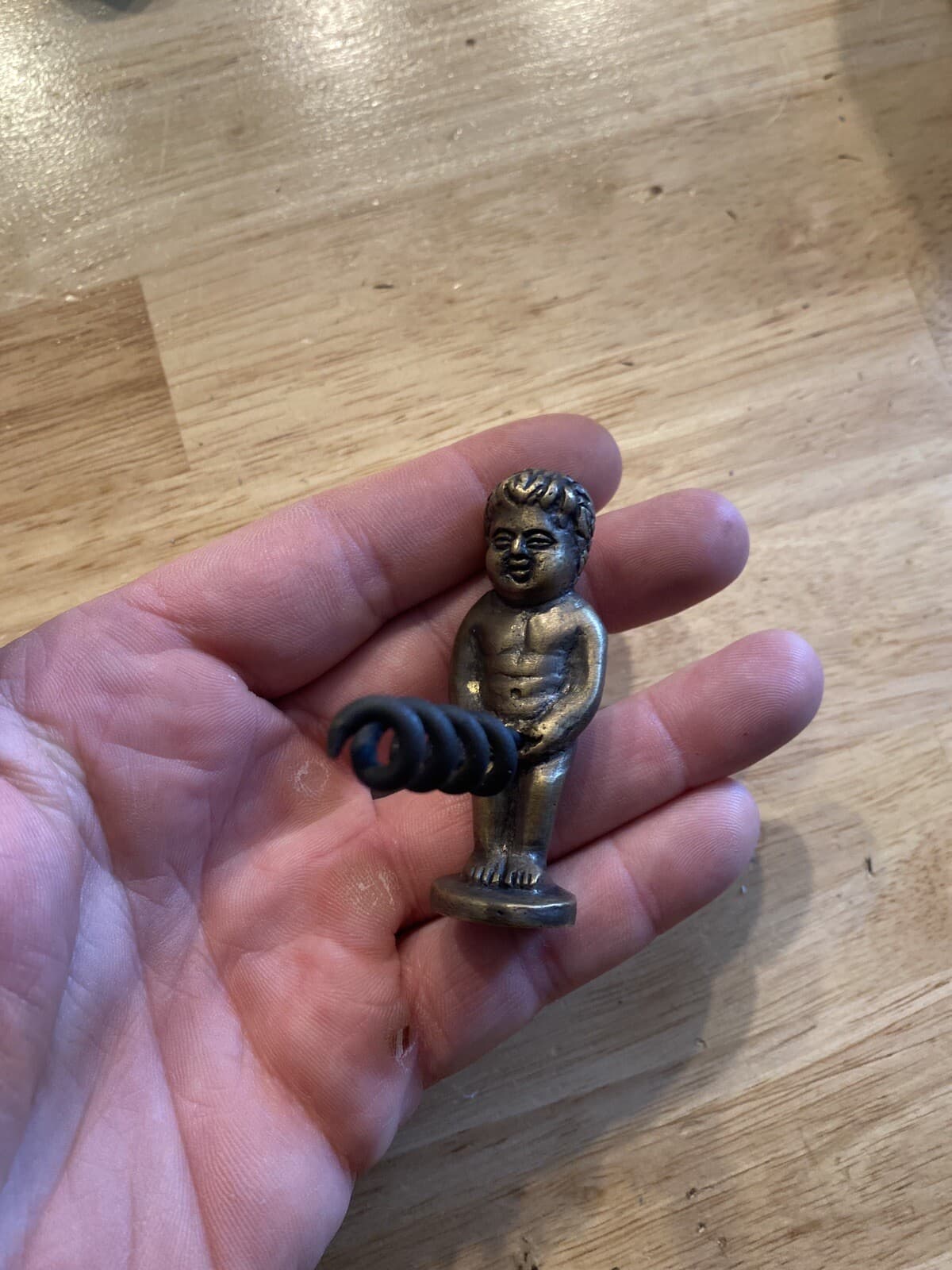 White Elephant Corkscrew Wine Bottle Opener Patina BRASS Holiday Funny Gag Gift 4