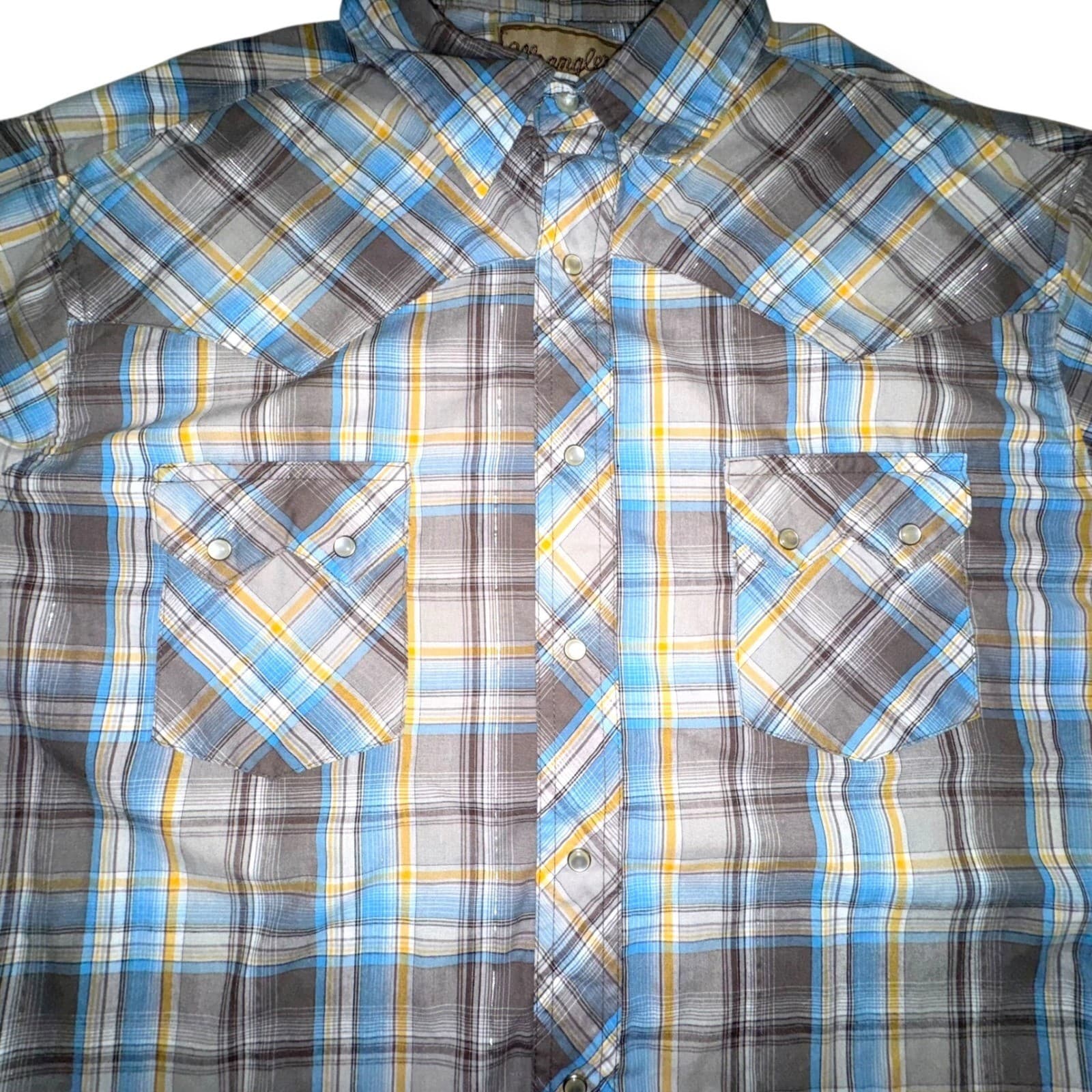 Wrangler Mens Western Fashion Plaid Long Sleeve Pearl Snap Shirt Men's XL 5