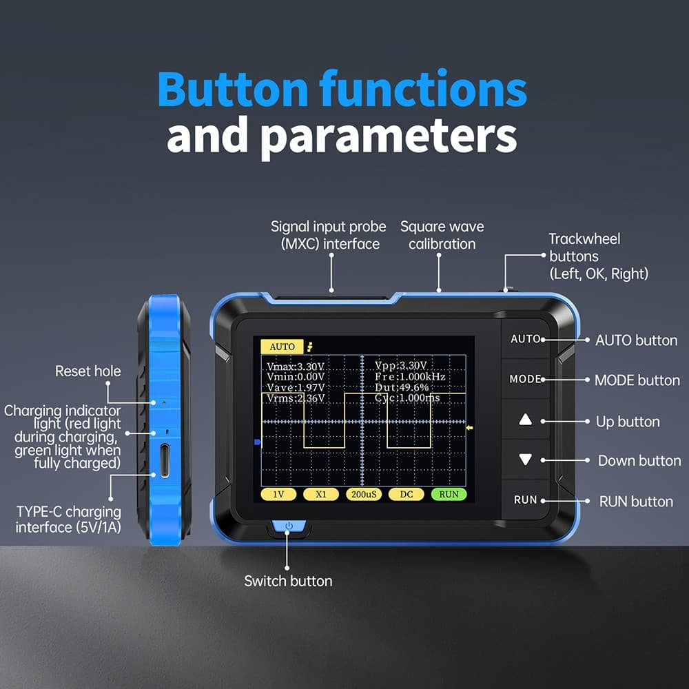 FNIRSI DSO510 DSO153 DSO152 Handheld Oscilloscope Portable Digital Oscilloscope 3