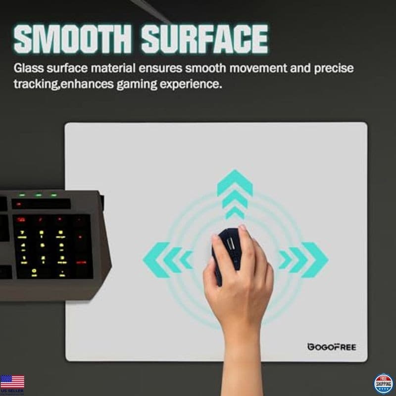 Glass Mousepad with Hard Surface for Gaming, Ultra Smooth Mouse Mat, Premium 3