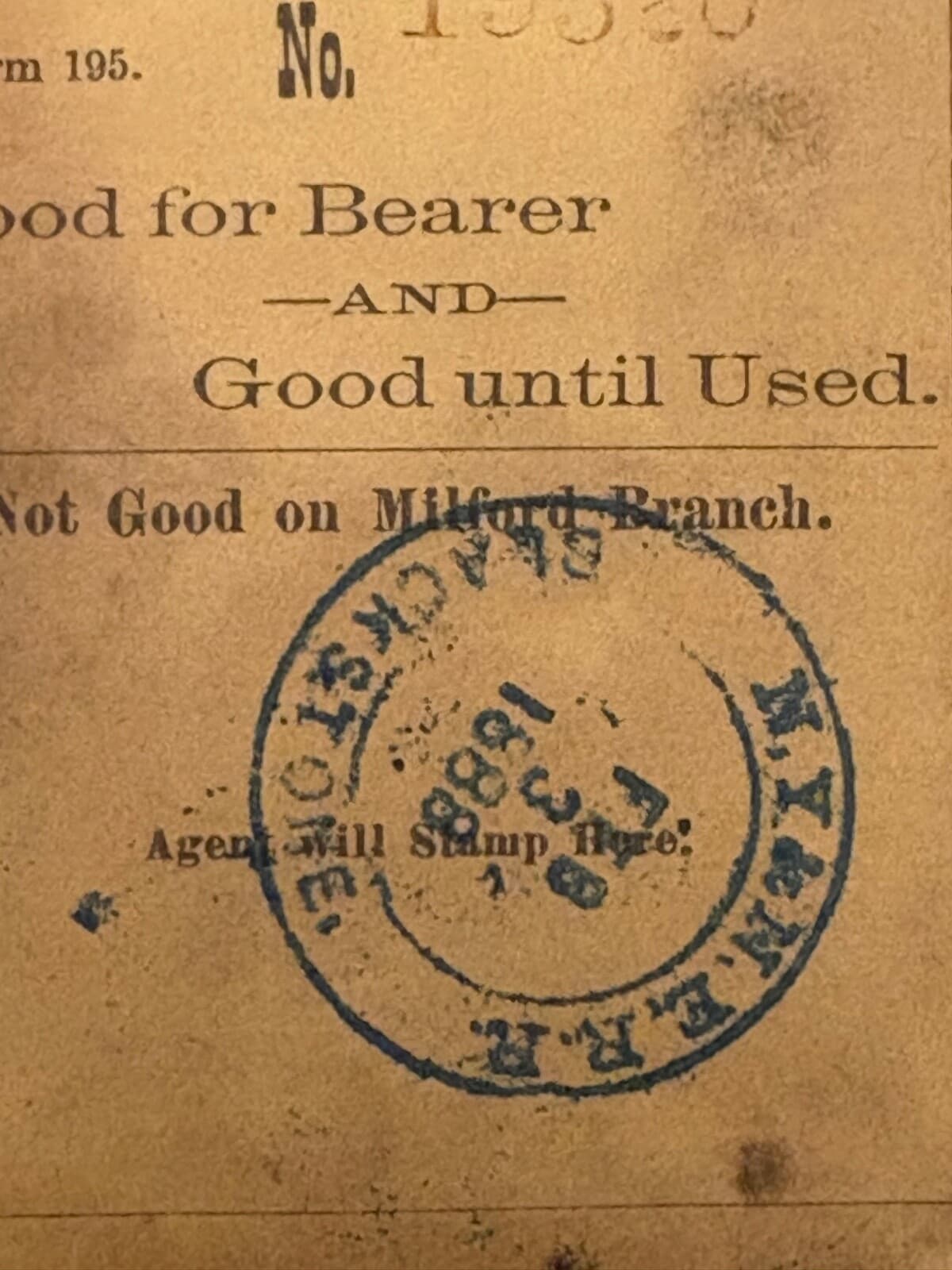 1888 New York & New England R.R. Railroad 1000 Mile Ticket Train Ephemera 2